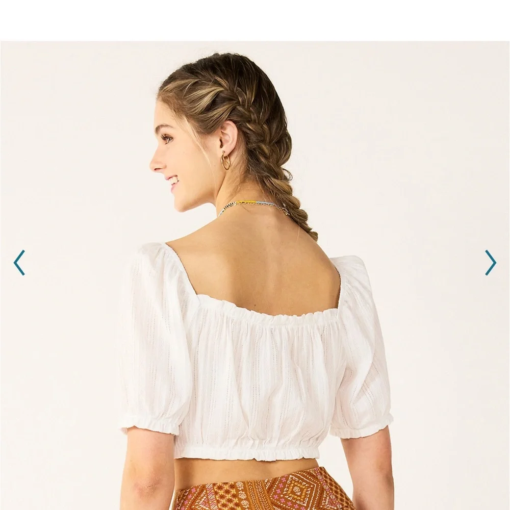 New Junior’s SO puff Sleeve Crop Top size L - Picture 2 of 7